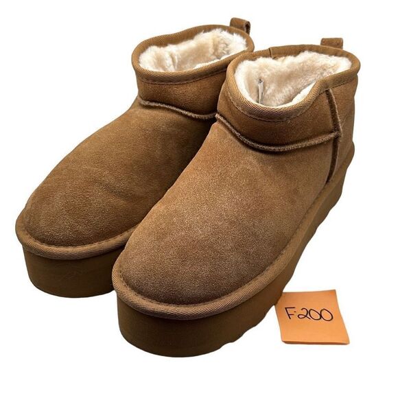 CUSHIONAIRE Women's Genuine Suede pull on platform boot 9 CHESTNUT - Picture 3 of 7